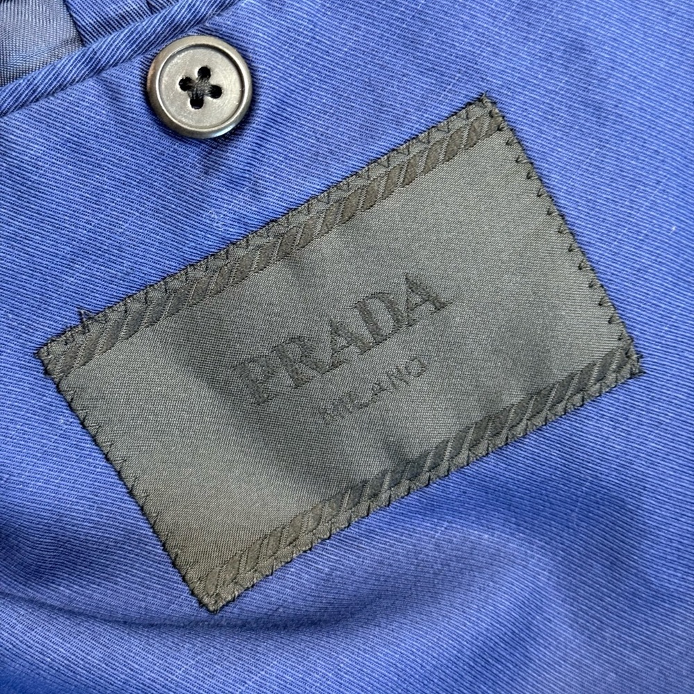 Prada Milano Blue Double-Breasted Cotton Blazer - Made in Italy - Size 50 - Picture 8 of 9